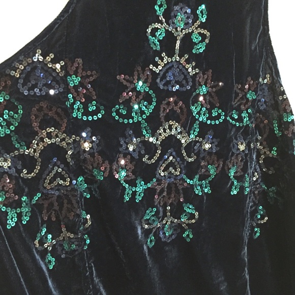 Free People Jills Sequin Swing Dress Velvet XS - Picture 4 of 8